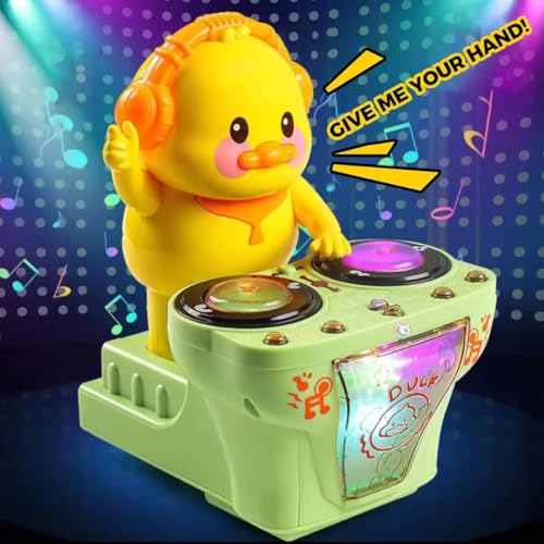Storio Bump and Go DJ Duck Dancing Toy with Music and Light Activity Play Center Toy 360 Degree Rotating with Flashing Lights Action Toys for Kids