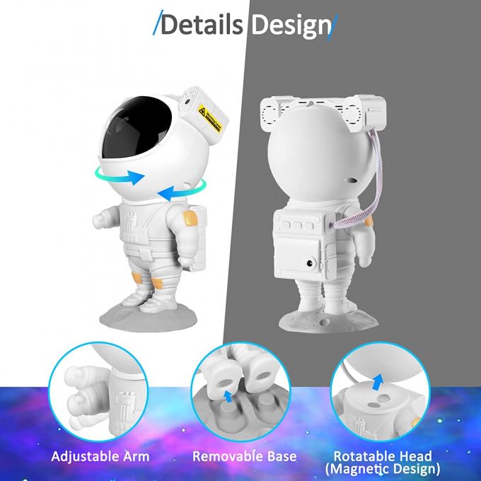 Storio Baby Toys Astronaut Galaxy Projector with Remote Control - 360° Adjustable Timer Kids Astronaut Nebula Night Light, for Gifts,Baby Adults Bedroom, Gaming Room, Home and Party