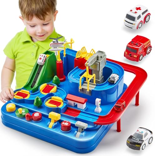 Storio Car Race Tracks for Boys, Adventure Toys for 3+ Year Olds, City
