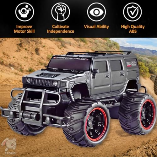 Storio RC Car Rechargeable 1:20 Scale Hummer Off-Road Remote Control Car for Kids, 2WD All Terrain Drift,2.4Ghz Long Range Race Monster Truck, Gift Boys,Girls & Adults - Black
