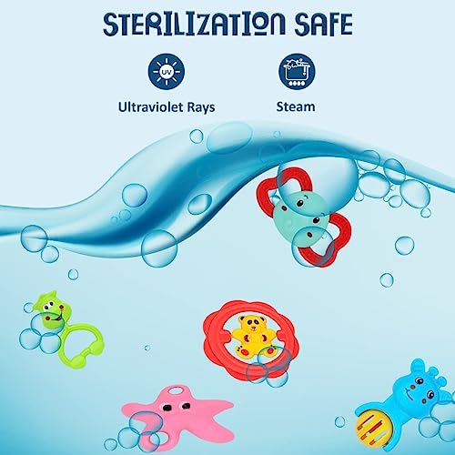 Storio Baby Products Toys 7 Pcs Rattle Set with Teathers for New Born Baby Gifts, Toy for Babies, Non-Toxic