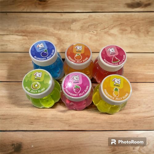 Storio Non Sticky Safe Fruit Scented DIY Toy Slimy with Real Life Like Fruit Toppings | Slime Gel Jelly Putty Set Art kit Toys for Boys Girls Kids Slime - Set of 6