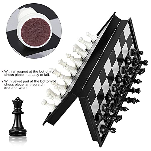Storio Magnetic Chessboard Game Set with Folding Travel Portable Case Chess Board Set with Folding Chess Board 2 Players Travel Toys for Kids and Adults (Black)