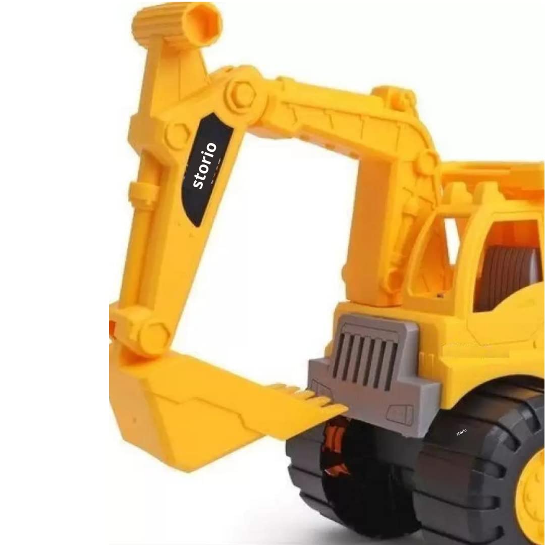 Storio Toys Push and Go Automobile Bulldozer Construction Engineering Excavator Vehicle Dumper Truck Toy for Kids Boys (Excavator Truck)