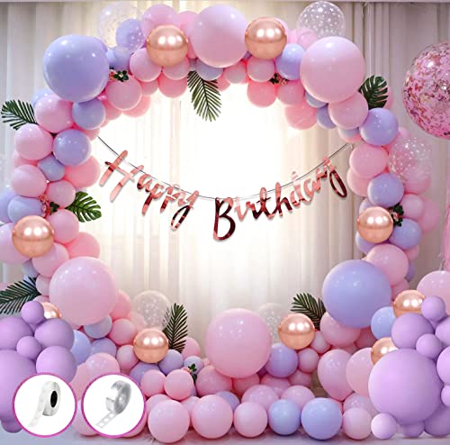 Storio Foil 60Pcs Balloon Set For Girls' Birthday Decorations Pink A