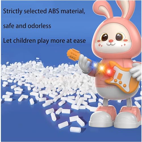 Storio Musical Dancing Rabbit Guitarist Doll Activity Play Center Toy 360 Degree Rotating with Flashing Lights and Bump n Go Action Toys Best Gift for Kids