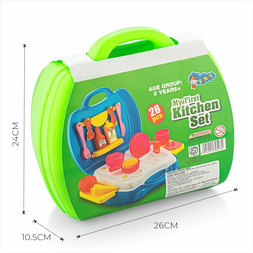 Storio Toys Kitchen Set for Girls Toy with Cooking Utensils Combo Items in Suitcase| Easy to Carry |Realistic Miniature Chefs Pretend Play/Role Play Home Game - Green