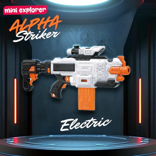 MiniExplorer Automatic Alfa Striker Electronic Machine Gun Dart Water Blaster with 20 Darts, Lens and Removable Stock Barrel Outdoor Toys for 8 Year Old Boys & Girls