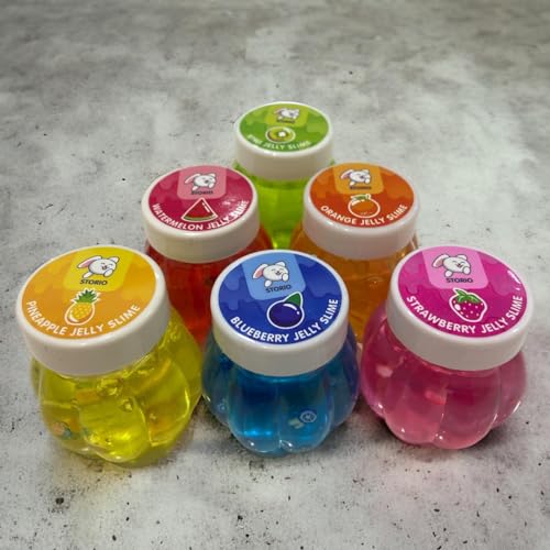 Storio Non Sticky Safe Fruit Scented DIY Toy Slimy Slime Gel Jelly Putty Set Art kit Toys for Boys Girls Kids Slime - Set of 6