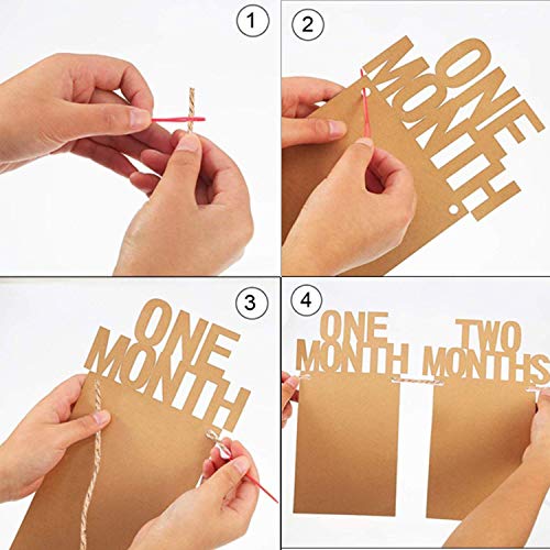 Storio 1-12 Month Photo Frame Banner - Paper Banner For First Birthday|Baby Photo Frame 0 To 12 Months|Newborn Photo Banner For First Year Celebration (Cardstock), Multi