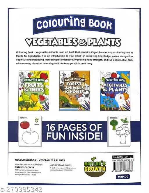 Storio Colouring Books for Kids (Set of 3 Books) - Gift to Children for Painting, Drawing and Colouring - Vegetables, Animals, Fruits - 3 to 6 Years Old