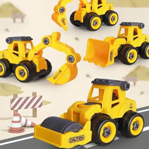 Storio Mechanical DIY Construction Engineering Car Toy Set of 4 | Kids STEM Sand Toys for Toddlers Age 3-5, Building Sandbox Toys Truck, Birthday Gifts for Boys 2 3 4 5 6 Year Old - Set of 4