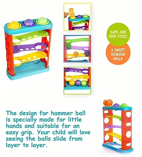 Storio Hammer Knock Ball for Babies and Toddlers - Pound and See The Balls roll Down The ramps for Infants Kids Boys Girls