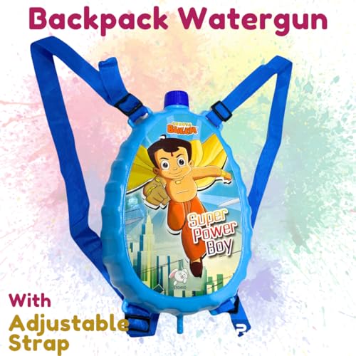 Storio Holi Water Toy Gun with Pressure Mechanism for Long Throw, Back Holding Tank, Back Holding Tank - Chhota Bhim