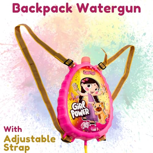 Storio Holi Water Toy Gun with Pressure Mechanism for Long Throw, Back Holding Tank, Back Holding Tank - Chutki & Friends