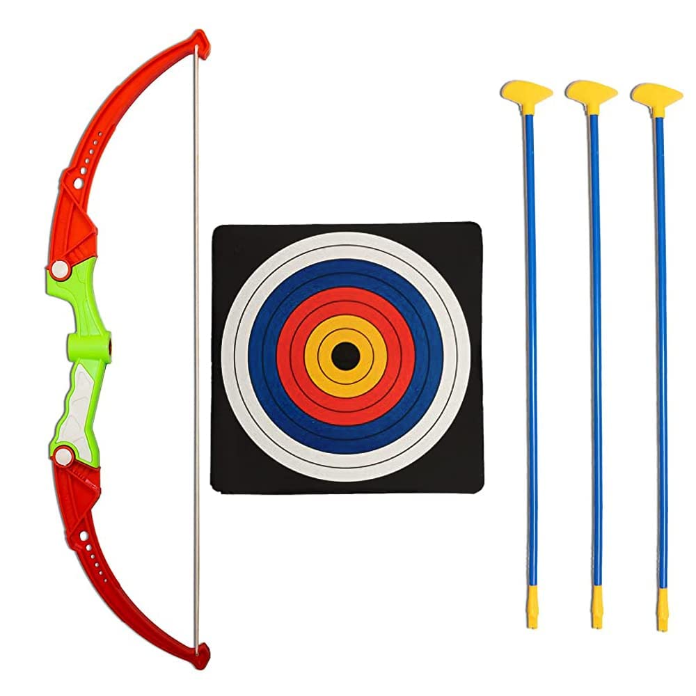 Storio Toys Archery Bow and Arrow Toy Set with Target Board for Kids - 3 Teer 1 Dhanush Kaman for 3 + Year Old Boys, Multicolor