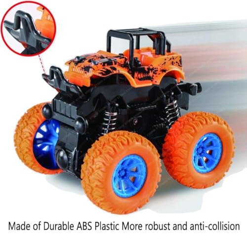 Storio Pack of 2 4x4 Friction Powered Mini Monster Trucks for Boys 3-7 Years | Durable Alloy & Non-Toxic Plastic Car Toys | Educational Toy Vehicles with Non-Slip Tires | Gift for Kids