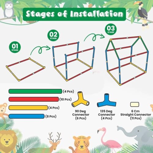 MiniExplorer Indian Jungle Safari Animals Tent House for Kids Aged 3+ Years | Foldable and Portable | BIS Approved - Jungle Safari