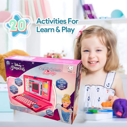 Storio Educational Laptop Computer Toy with Mouse | 1 Year Extended Warranty | Kids Above 3 Years | 20 Fun Activity Learning | Learn Letter Words Games Mathematics Music Logic Memory Tool | Pink