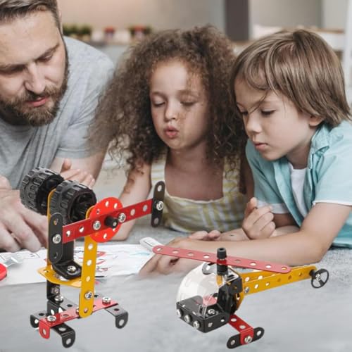 MiniExplorer Metallic Building Blocks 14-in-1 Educational Engineering STEM Education Toy, 155+ pcs in The Game, can Make 14+ Models | Kids Age 7+ Years, Birthday Return Gift