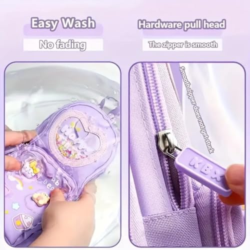 Storio Premium Pencil Case 6 Layer with 3 Compartment Cute Aesthetic Pencil Case for Girls Large Capacity Pencil Pouch Multifunctional Pouch for School Kids Cute Stationary Gift - Purple