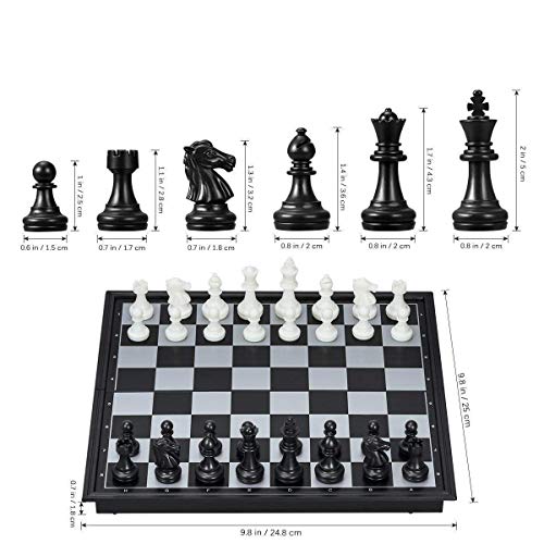 Storio Magnetic Chessboard Game Set with Folding Travel Portable Case Chess Board Set with Folding Chess Board 2 Players Travel Toys for Kids and Adults (Black)