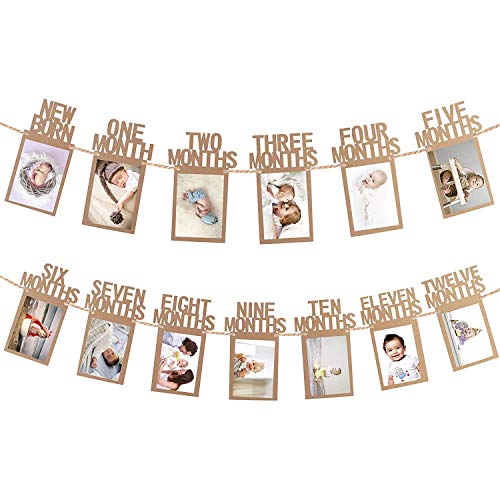 Storio 1-12 Month Photo Frame Banner Paper Banner For First Birthday