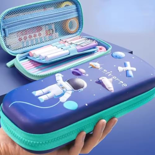 Storio 3D EVA Space Astronaut Theme Pencil Box for Kids Pencil Pouch Bag Compass School Pouch Organizer for Students Kids Stylish Pen Holder Pouch Stationery Box - Canvas, Multicolor