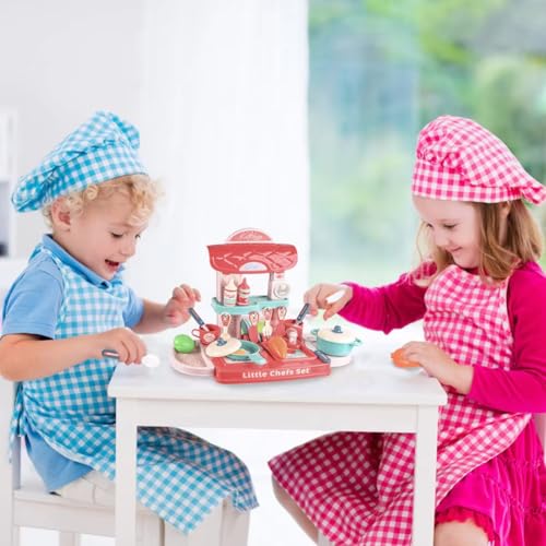 Storio Kitchen Set Toys for Girls with Cooking Utensils, Little Chef Realistic Miniature Pretend Role Play Food Party for Boys Girls