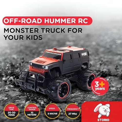 Storio RC Car Rechargeable 1:20 Scale Hummer Off-Road Remote Control Car for Kids, 2WD All Terrain Drift,2.4Ghz Long Range Race Monster Truck, Gift Boys,Girls & Adults - Red