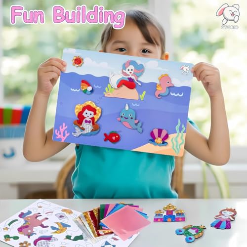 Storio DIY Art & Craft Activity Toys - Foil Art Dream Set with Unicorn & Princesses| Non Messy Creative Activity Supplies| Best Gifts for Girls & Boys Ages 4, 5, 6, 7, 8, 9| Toys for Travel