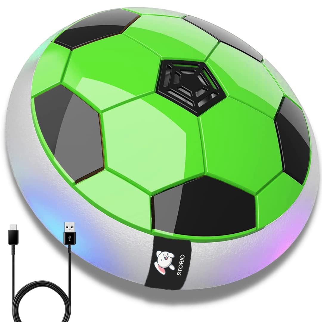Storio Rechargeable Hover Football Toy for Kids Indoor Floating Air Soccer Ball with LED Lights Electric Hover Ball Game for Boys Birthday Gift