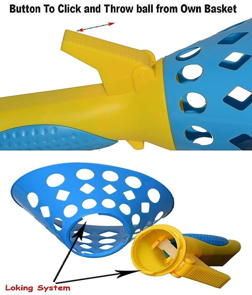 Storio Click and Catch Twin Ball Launcher Game with 3 Balls Indoor Outdoor Toy Set, Pop & Catch Ball Play Fun Boys & Girls