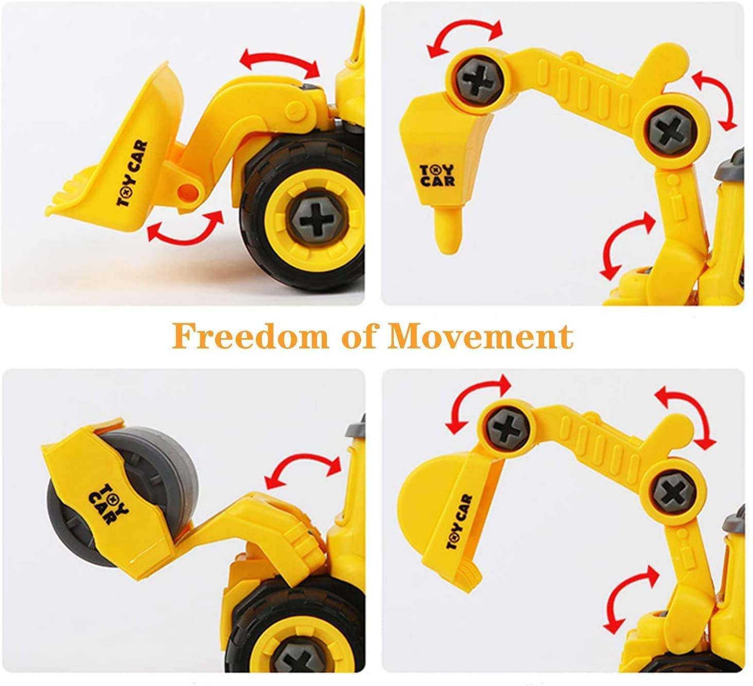 Storio Mechanical DIY Construction Engineering Car Toy Set of 4 | Kids STEM Sand Toys for Toddlers Age 3-5, Building Sandbox Toys Truck, Birthday Gifts for Boys 2 3 4 5 6 Year Old - Set of 4