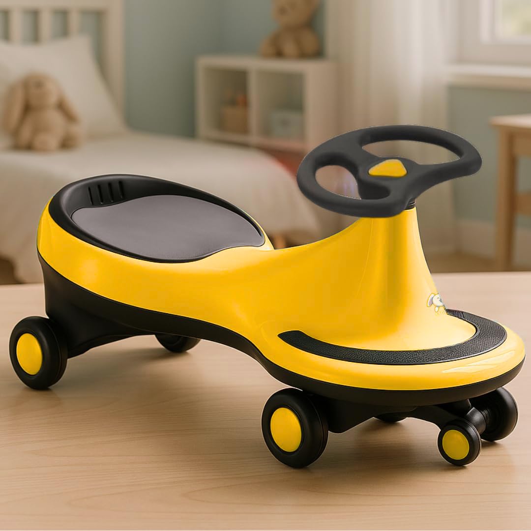 Storio Kids Magic Swing Car Twister Ride On | Toy Car with PU Wheels | Toy Car for 3 to 5 Years | Push Ride on Baby Car,100 Kg Capacity | Birthday Gift for Kids Boys and Girls - Yellow