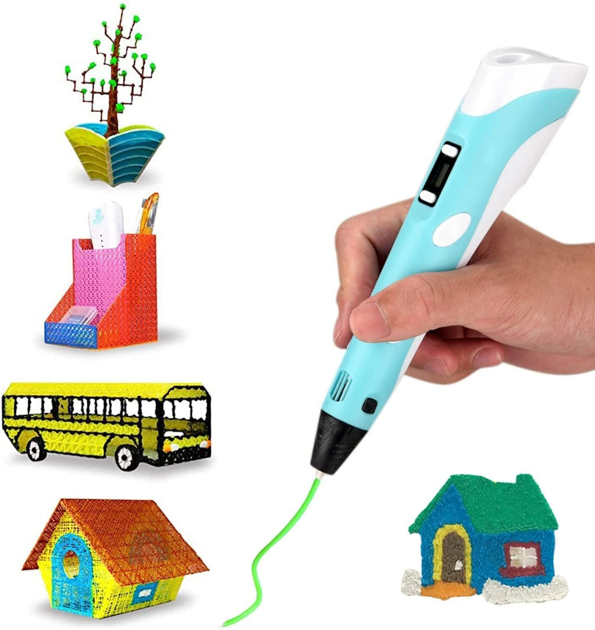 Storio 3D Pen with Adapter| 3D Pen for Kids| 3D Pen with 3 * 1.75MM PLA Filaments 10m Each| 3D Printing Pen | 3D Pen Set with PLA Filament Included - Ready to Create, Blue