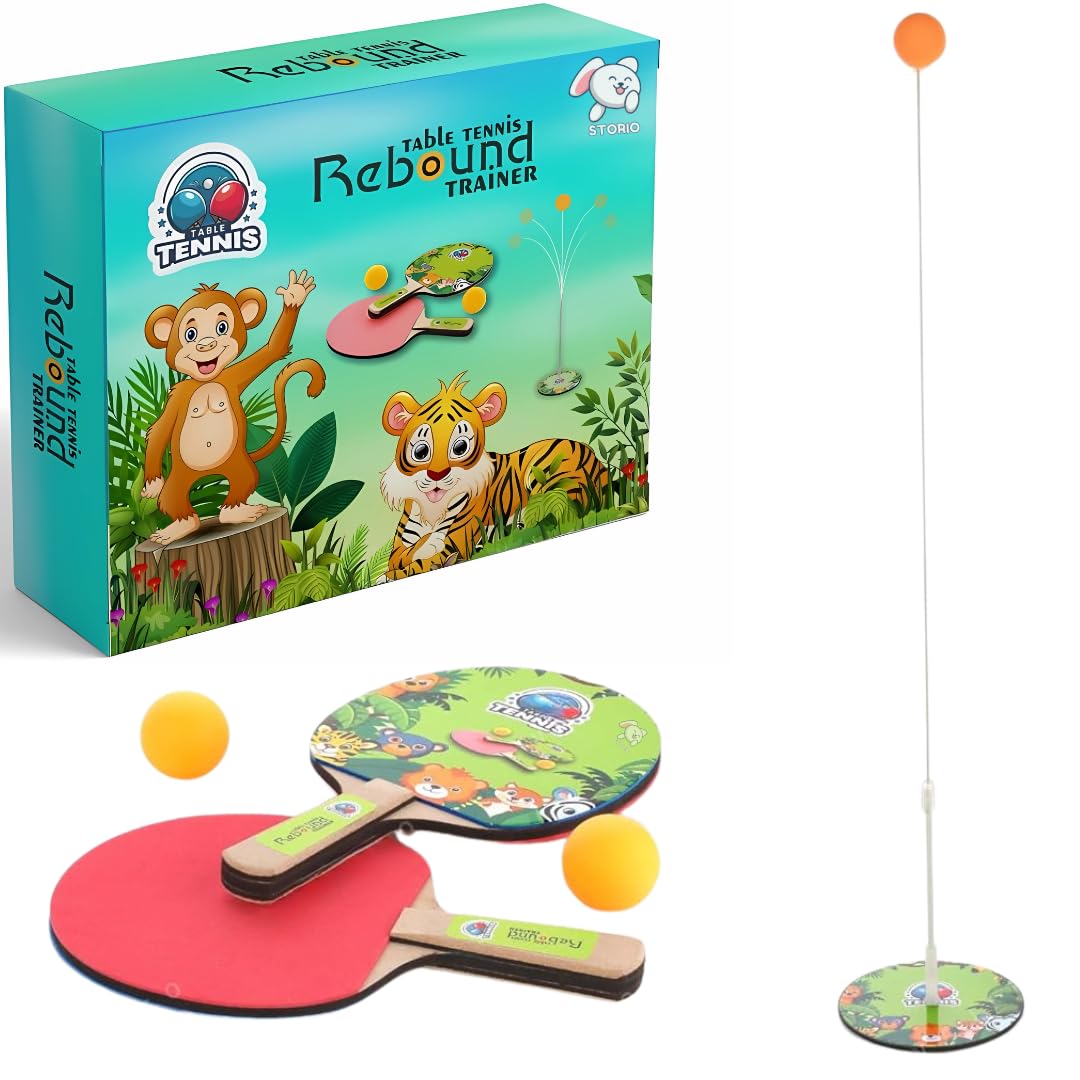 Storio Toys Indoor Outdoor Table Tennis Trainer for Adults Teenagers Kids Toy Sports Toys for 3 4 5 6 8 Years Old, Multicolour