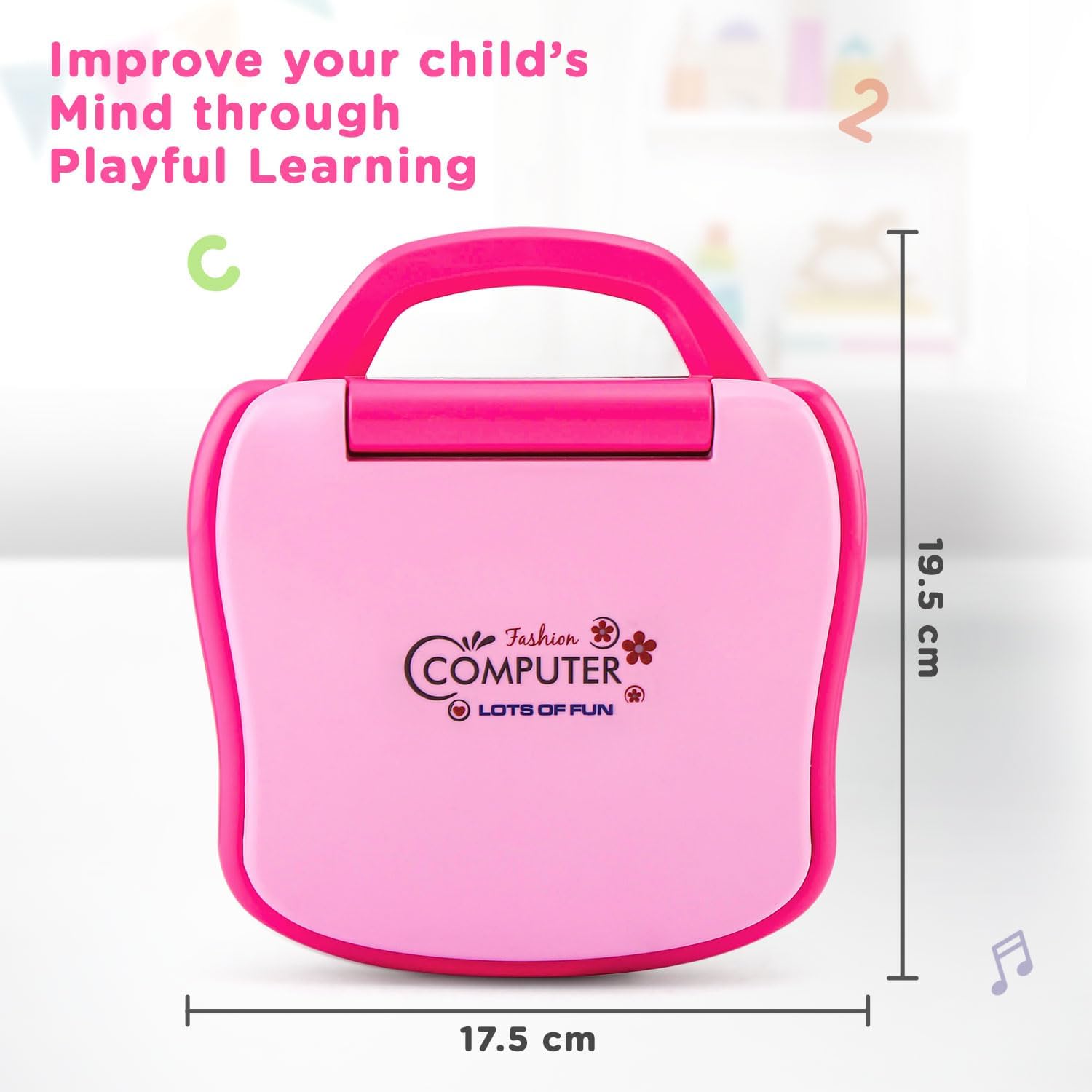 Storio Toys Educational Learning Laptop Toy with LED Display & Music Effect|Educational Toy Preschool Learning for Babies,Girls,Boys & Toddlers|Power Source: 3xAA Battery (Not Included)-Pink,Multi