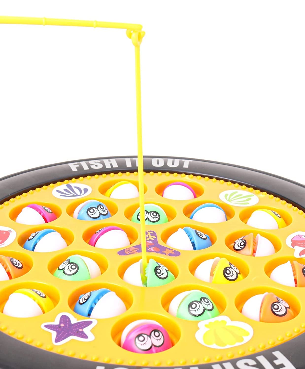 Storio Toys Musical Rotating Tyre Fishing Game Toy Fish Catching Game with big Round Pond & 4 Catching Sticks for Kids Age 2-9 For Kids - 4 Players | Educational and Fun Toddler Toy for Boys and Girls