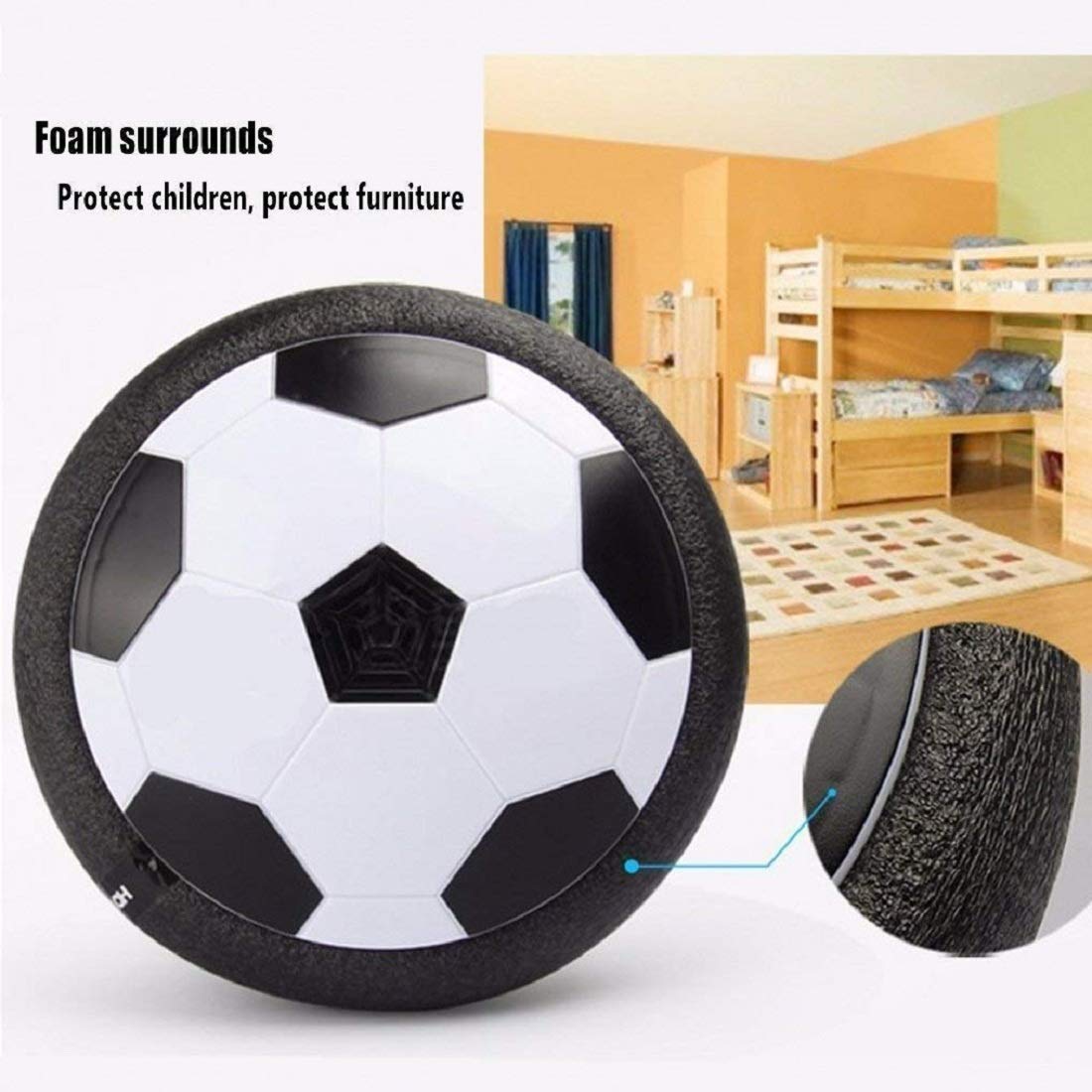 Storio Hover Football | Indoor Floating Hoverball | Disc with Soft Foam Bumpers | Colorful LED Lights | Air Football Soccer Game for Kids | Made in India | BIS-Approved (White)