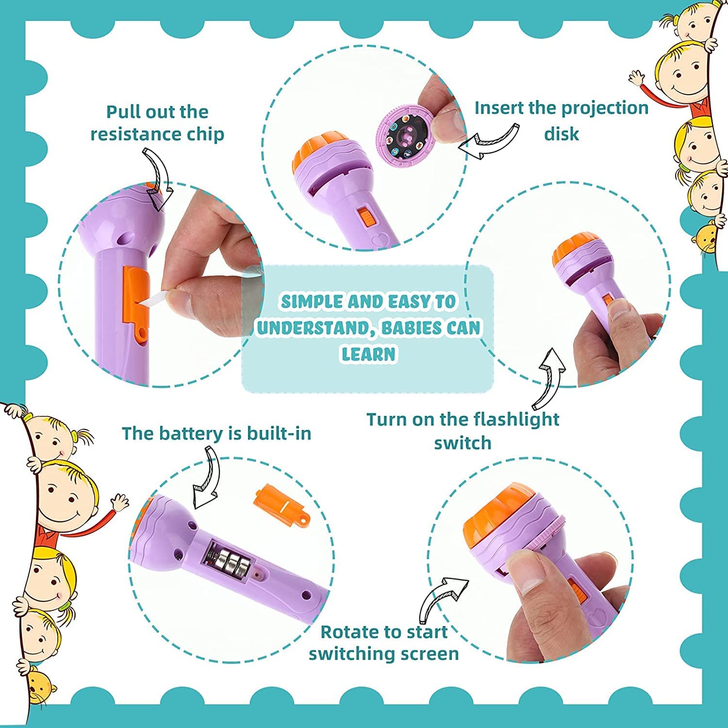 Storio 3 Slide Projector Flashlight Torch with 24 Patterns, Including ABCD Alphabets, Animals, Fruits Slides - Educational Toy for Kids, Enhances Learning and Play, Perfect Night Light Gift for 7-Year-Old Boys and Girls