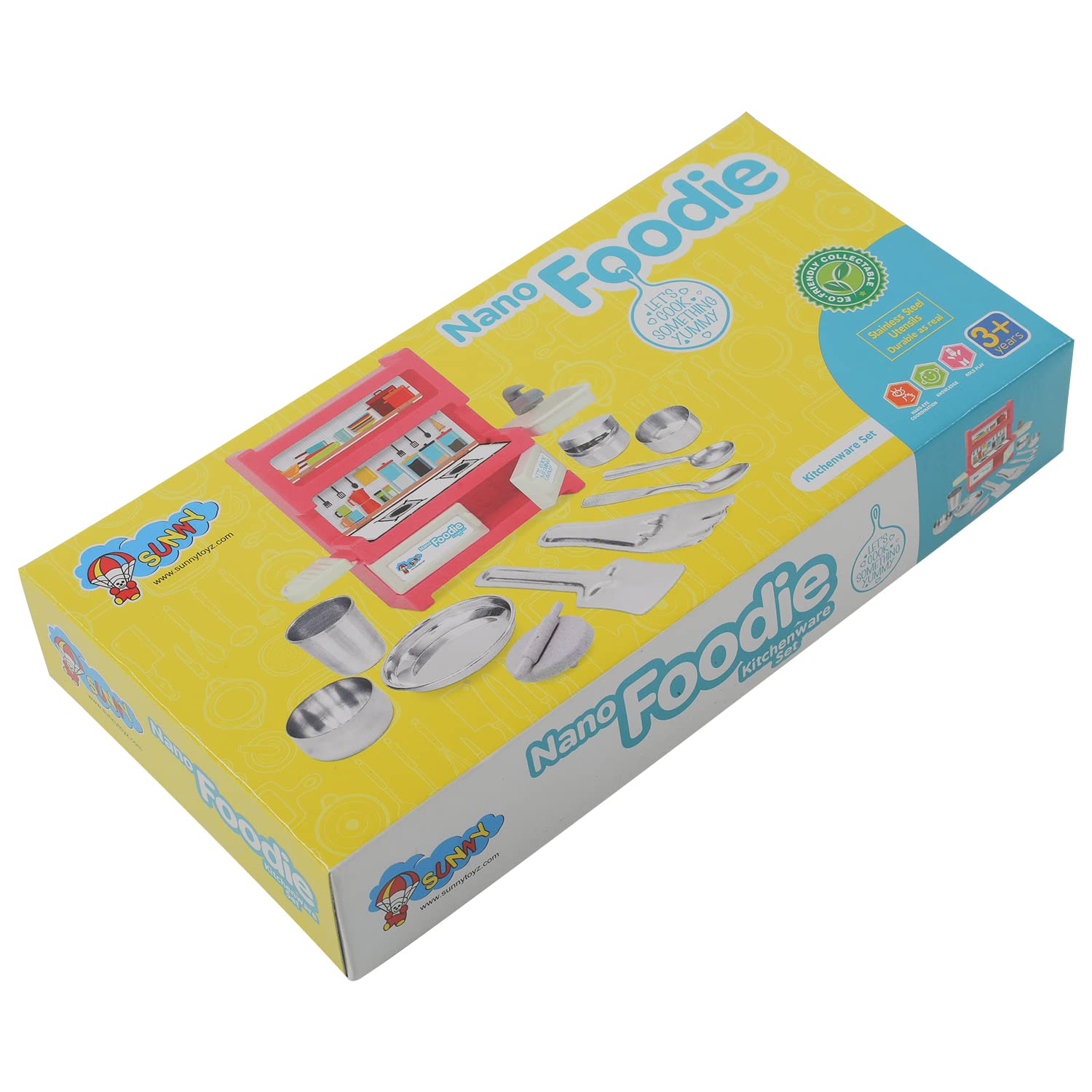 Storio Nano Foodie Kitchenware Set Cute Mini Toy with Unbreakable Stand Made Out of Safe and Non Toxic Plastic Along with Pure Stainless Steel Cooking Accessories for Girls Age 3 Years Plus no Sharp Edges