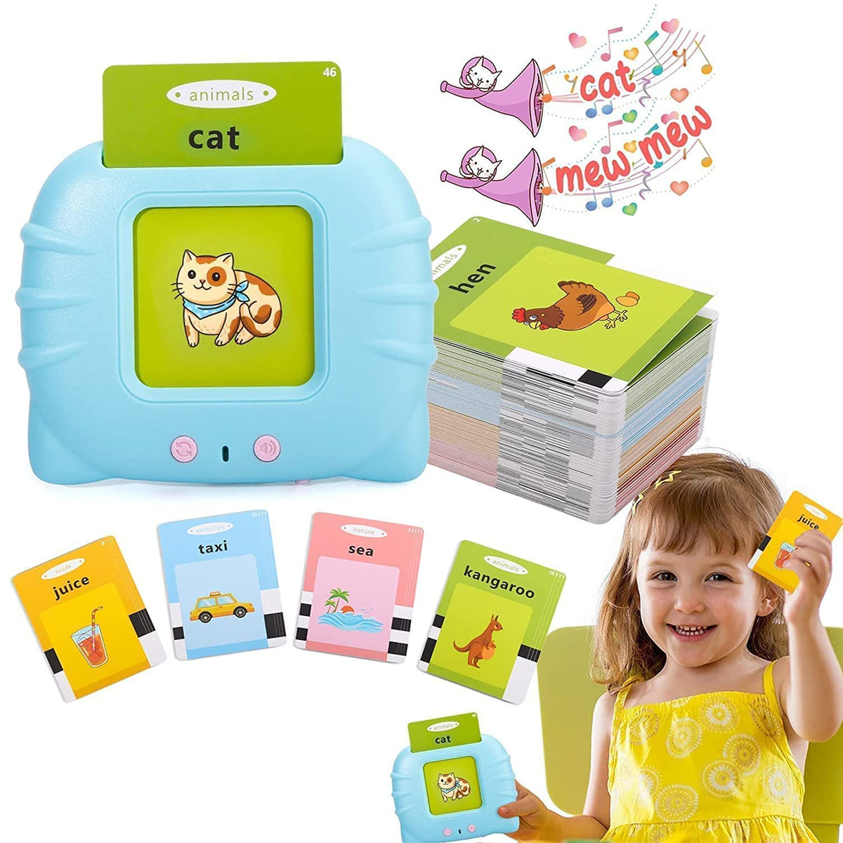 Storio Toys Educational Learning Talking Flash Cards for 2 Year Old Kids Boys Girls Baby Montessori Toys