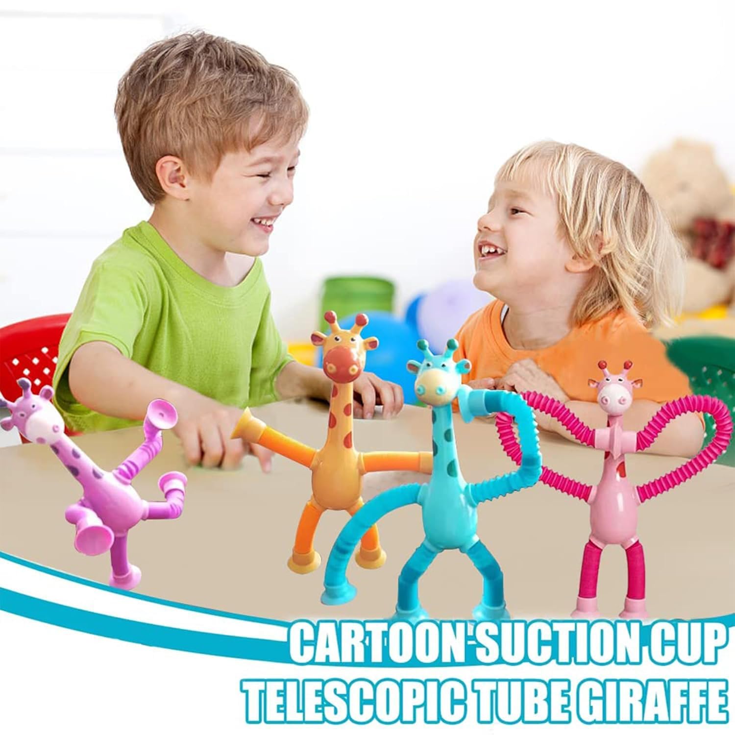 Toysbuddy Telescopic Suction Cup Pop Tube Toy for Kids | Pull String Travel Toy for Toddlers & Babies | Light-Up Robot Tube for Boys & Girls | Unique Sensory Gift for Flights & Cars