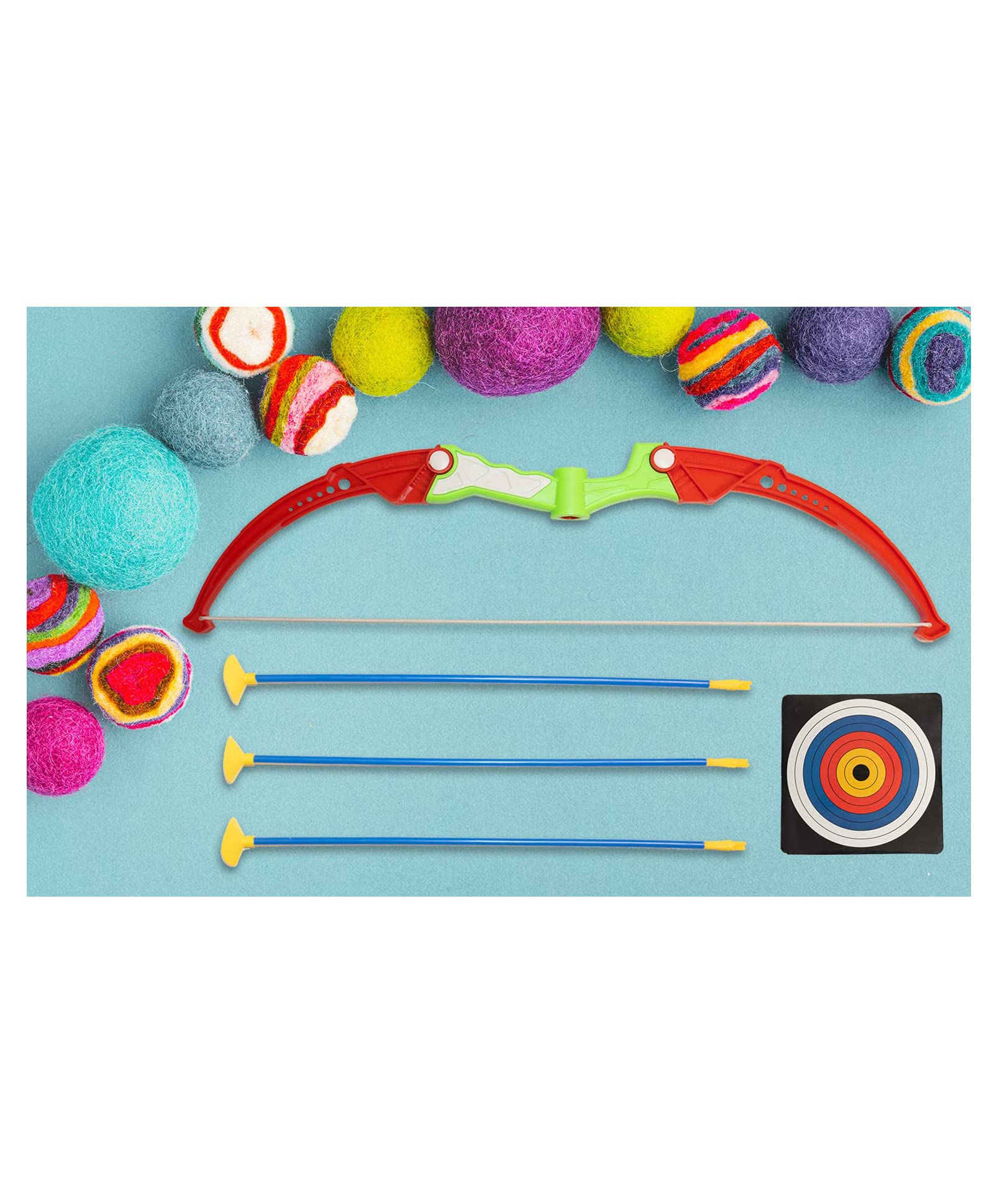 Storio Toys Archery Bow and Arrow Toy Set with Target Board for Kids - 3 Teer 1 Dhanush Kaman for 3 + Year Old Boys, Multicolor