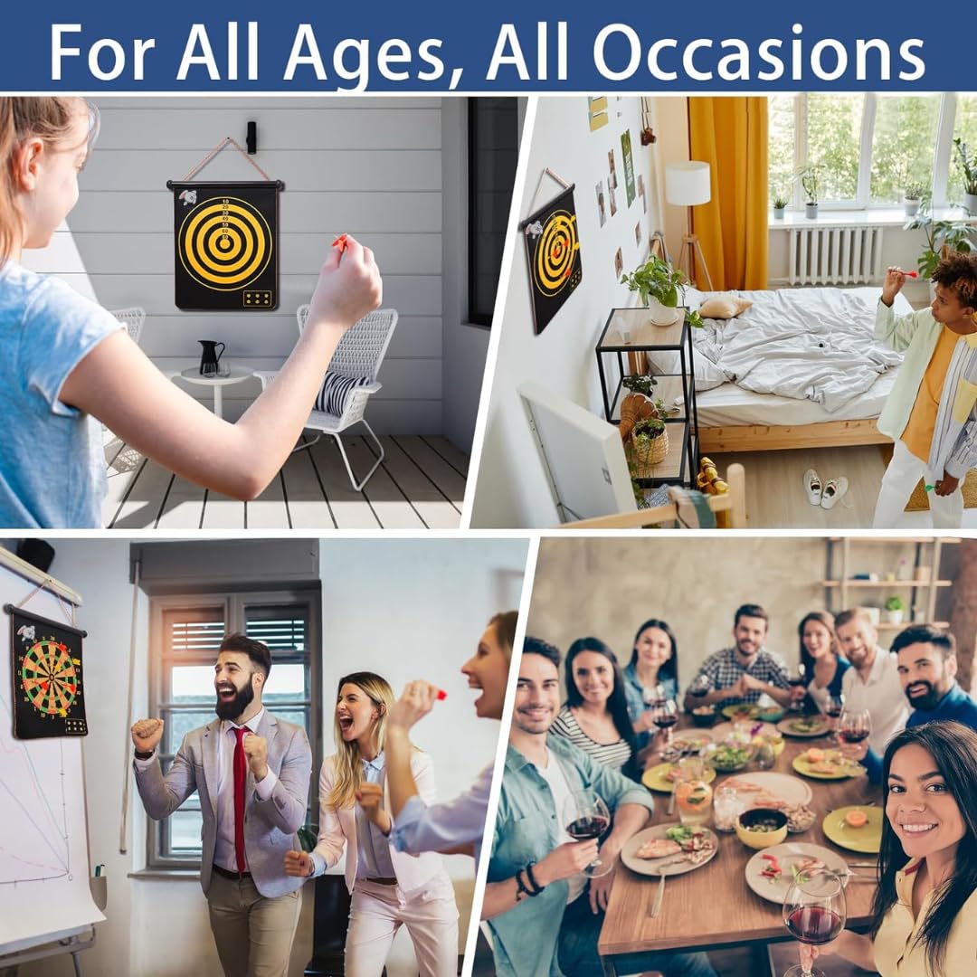 Storio Magnet Dart Board Game for Kids,Double Sided Magnet Dart Board with Darts, Size- 14 Inches