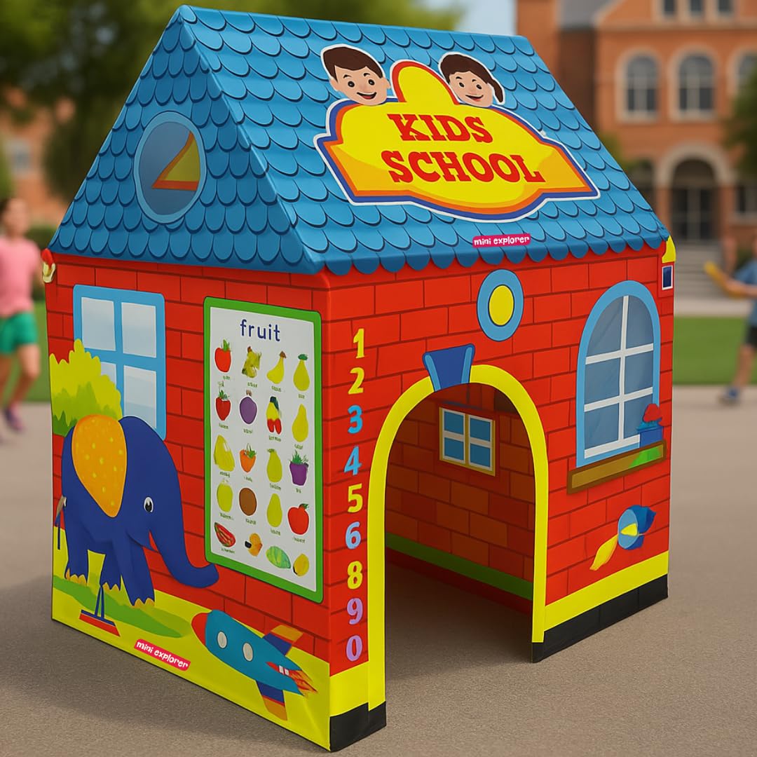 MiniExplorer School Theme Play Tent House for Kids Toys for 2 3 5 6 to 8 Years Old Girls Boys|Water Repellent Big Size|BIS Approved -School