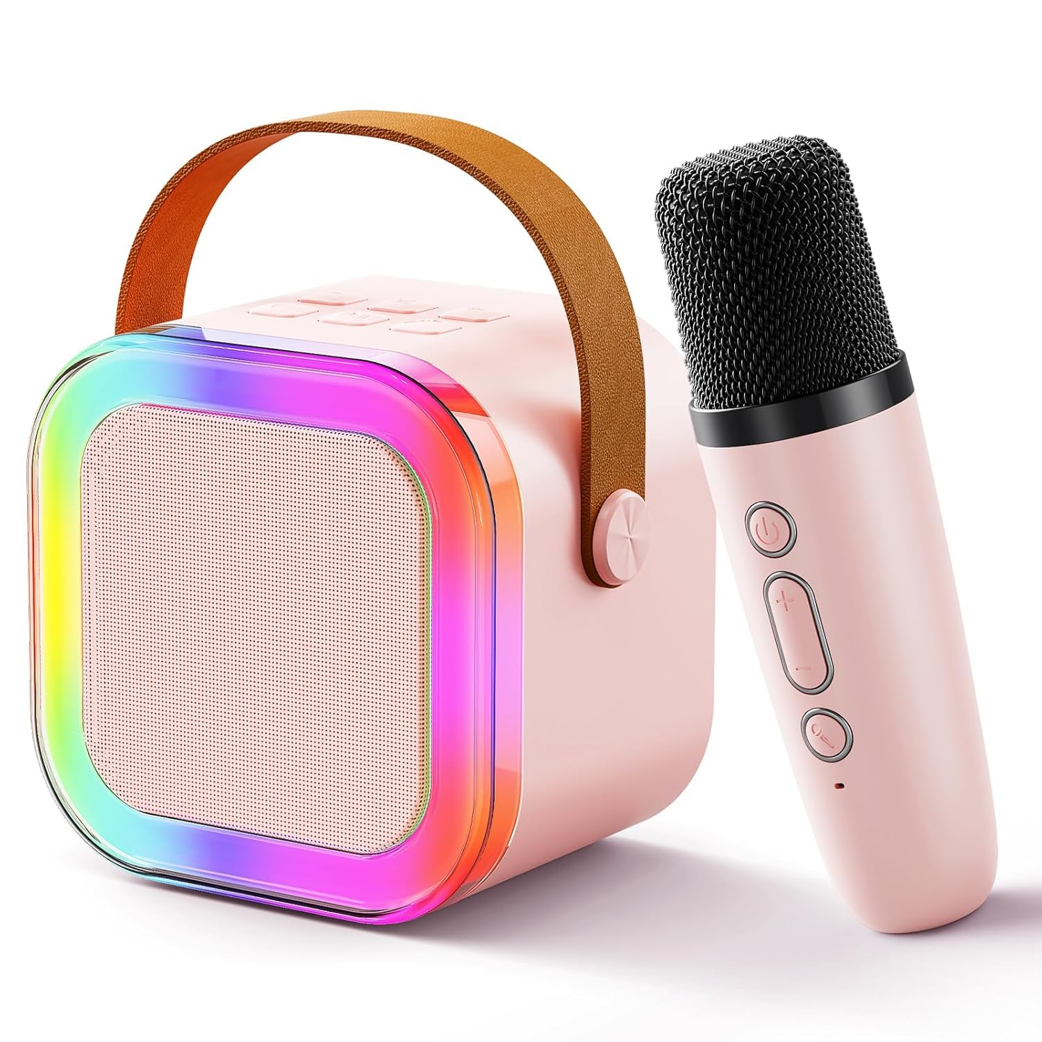 Storio Rechargeable Wireless Mini Portable Bluetooth Karaoke Machine | Bluetooth Speaker with Microphone & LED Lights - Kids Music Singing Toys for Girl Boy Birthday Gift Ideas