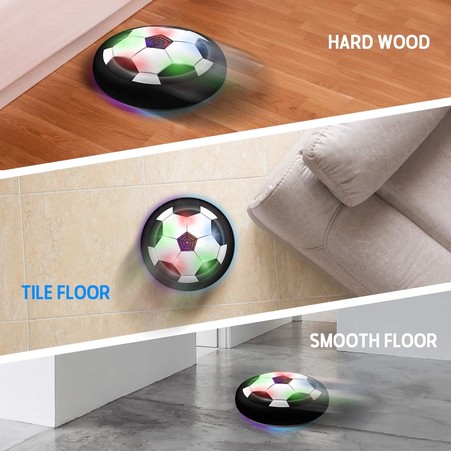 Storio Hover Football | Indoor Floating Hoverball | Disc with Soft Foam Bumpers | Colorful LED Lights | Air Football Soccer Game for Kids | Made in India | BIS-Approved (Pink)