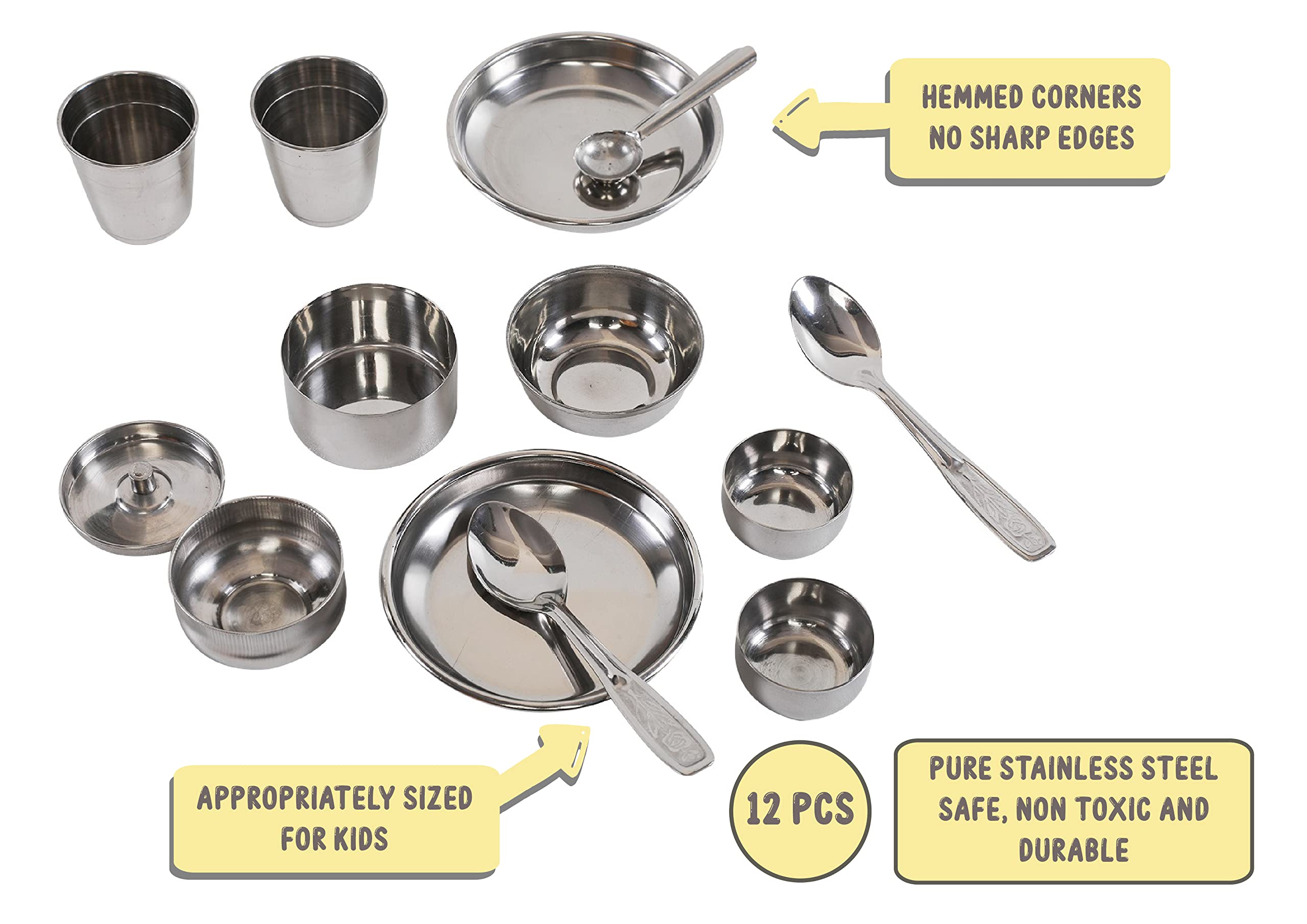 Storio Homemade Kitchen Set Cute Mini Toy Utensils Non Toxic Indian Set for Girls Age 3 Years Plus no Sharp Edges 12 pcs